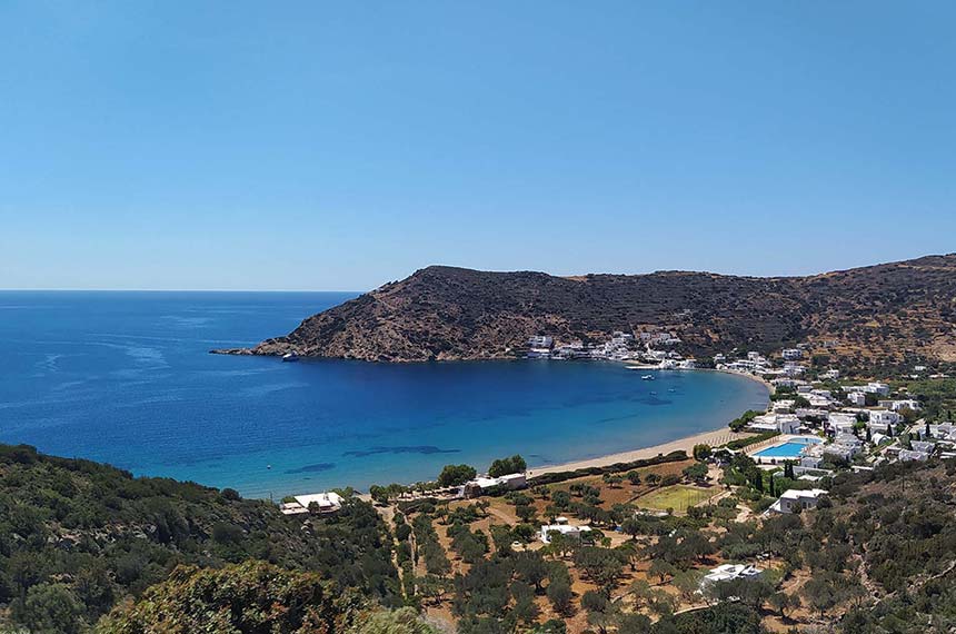 The bay of Vathi from above